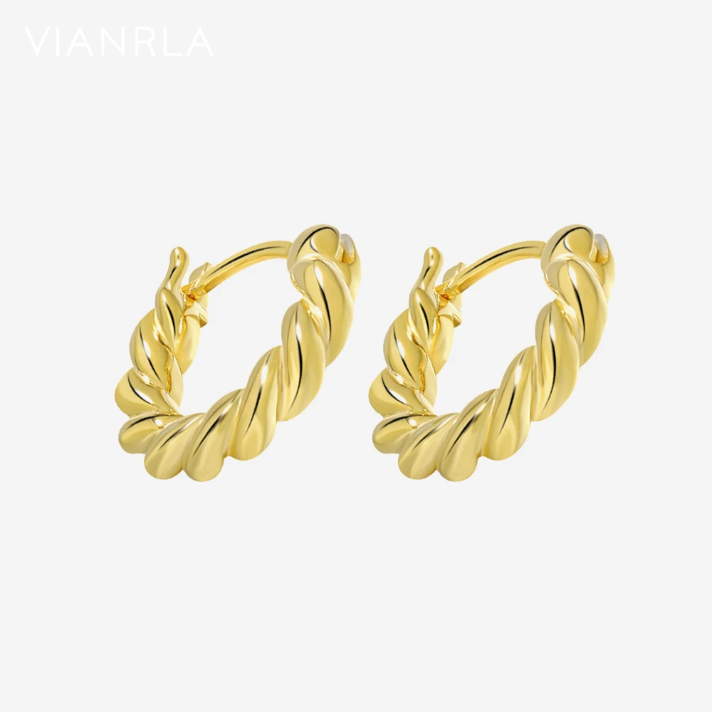 

VIANRLA 925 Sterling Silver Twisted Shape Hoop Earrings Minimalist 18k Gold Plated Women Jewelry Gift Free Laser Logo