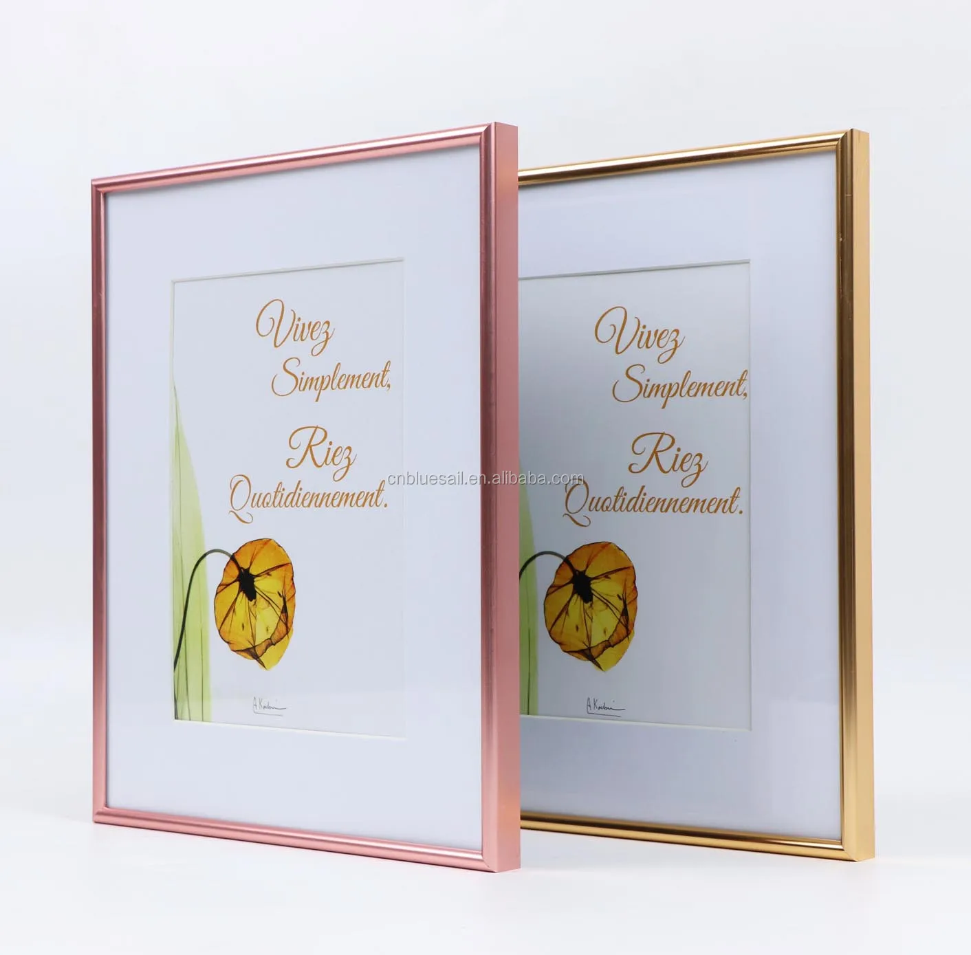 Rose Gold Photo Frame,Aluminum Picture Frame,8x10" With Mat To Display