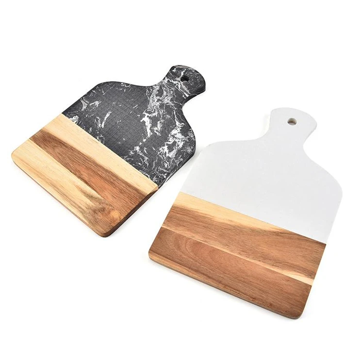 Genuine Acacia Wood and Marble Cheese Platter