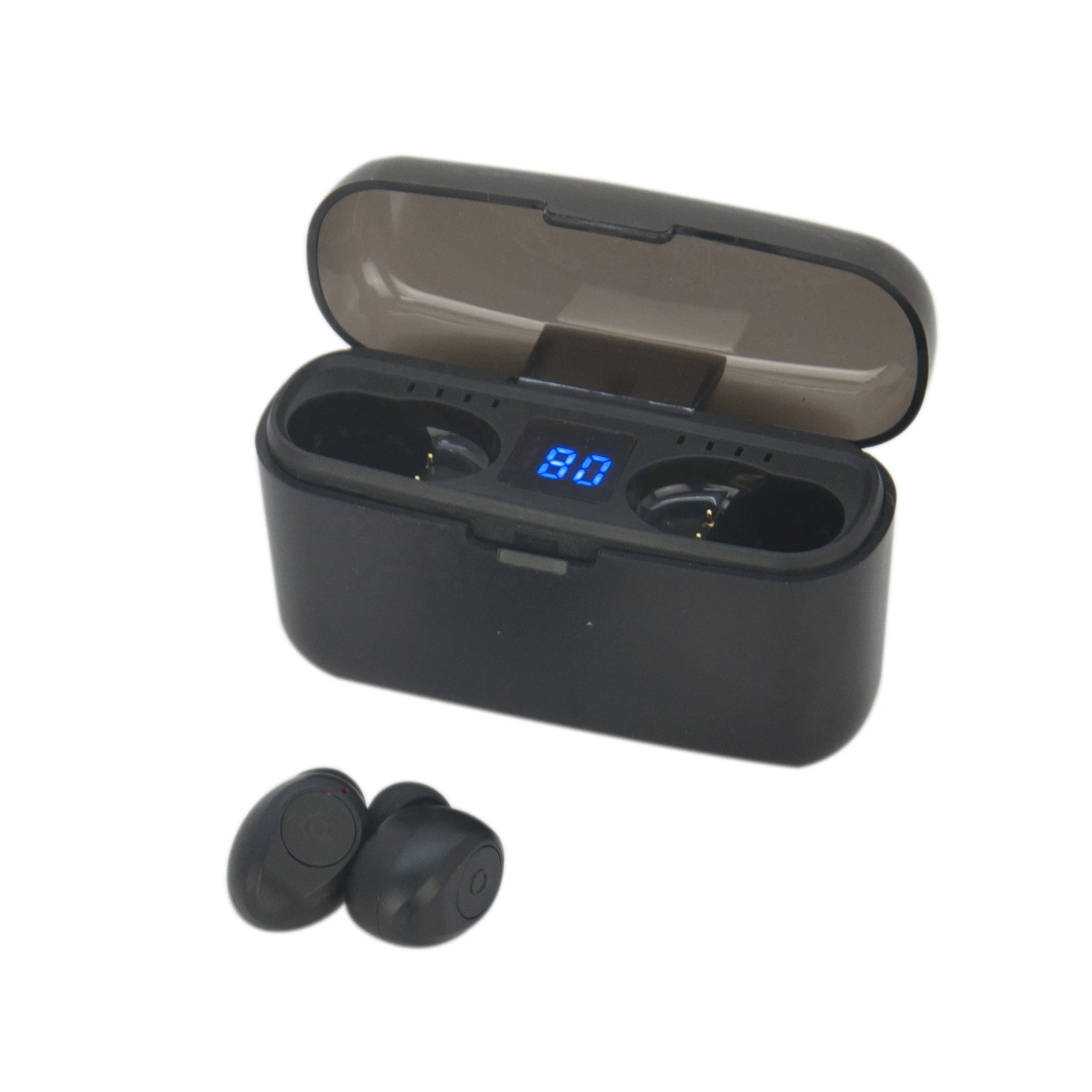 

2019 New 5D Noise Reduction TWS 5.0 Stereo In-Ear Headphone True Wireless Earphones With Charging Box, Black