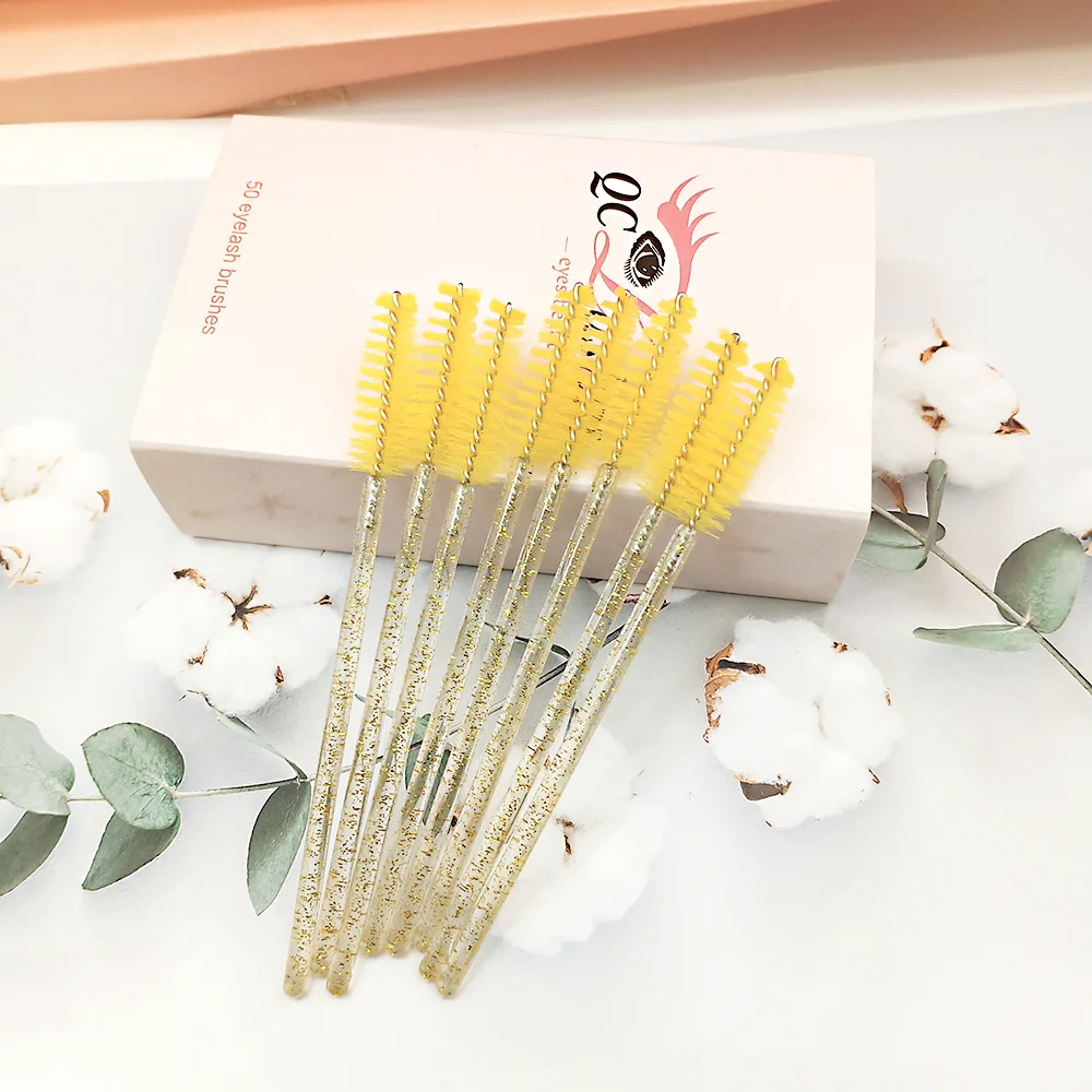 

2021 Factory Wholesale Shiny Eyelash Applicator Mascara Wands Eyelash Curler Brush, White, pink, black, blue , green ,rose red ,yellow ,red,purple,etc