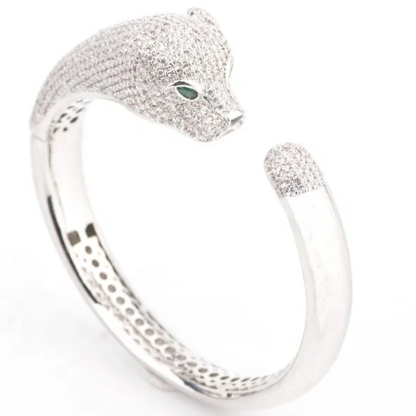 

Lovely Panther Head Bracelet in Brass or Sterling Silver for Lady