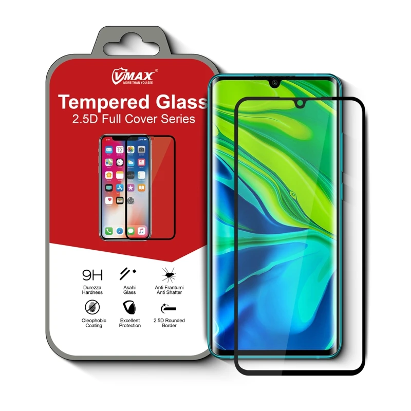 

High Clear Anti-Fingerprint Full Cover Ceramic Film 9D curved Tempered Glass For xiaomi note 10 screen protector, Transparency 99% color