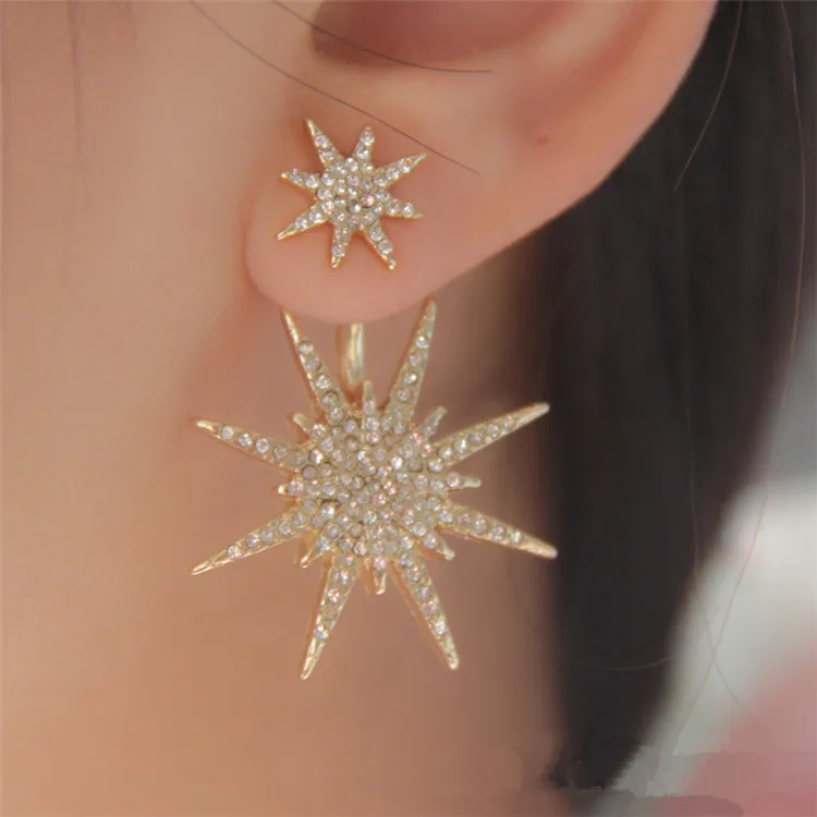 

Fashion new earrings wholesale diamond back hanging snowflake earrings guardian accessories six-pointed star earrings, Picture shows