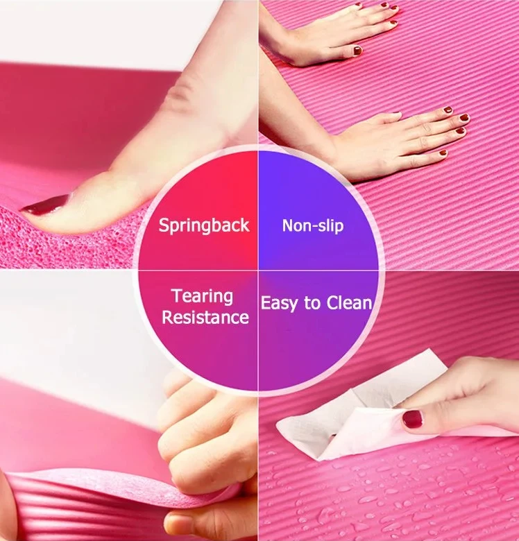 183*61*8mm High Quality Nbr Yoga Mat Waterproof Nonslip Gym Yoga