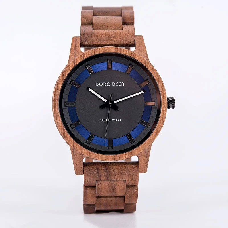 

TOP Sale Ebay Amazon dropshipping DODO DEER analog watches men wood watch with blue face