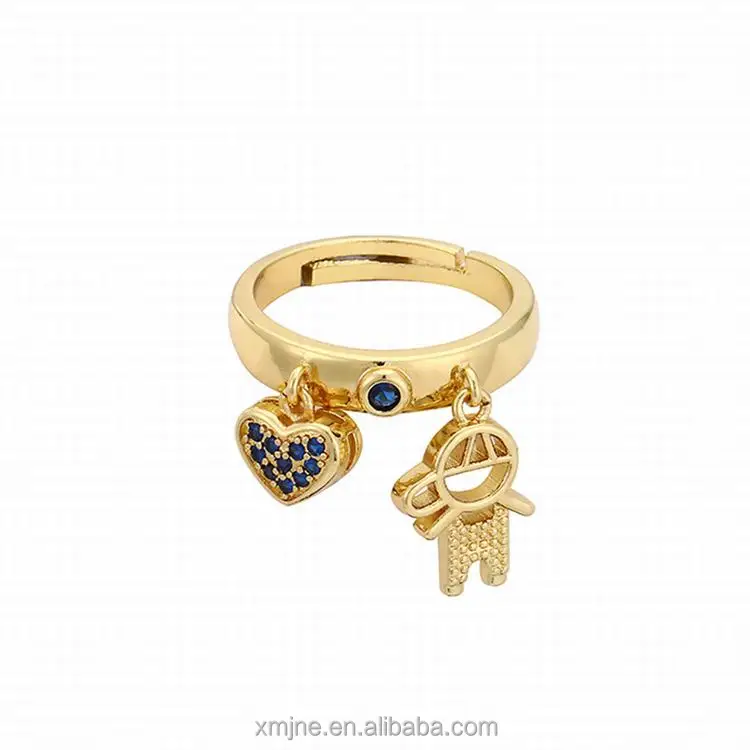 

Copper Micro-Inlaid Color Zircon Open Ring Female Ins Simple Couple Girlfriend Cartoon Boy Girl Ring