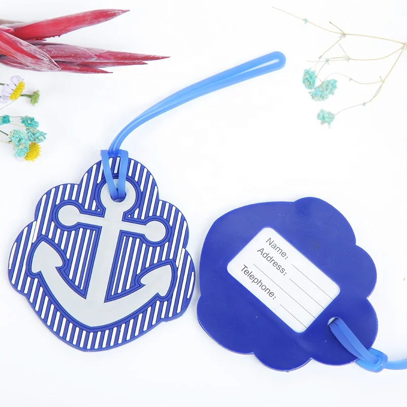 

Ocean Themed Wedding Gift Rubber Anchor Luggage Tag Favors Bridal Shower Party Giveaways For Guest, Blue
