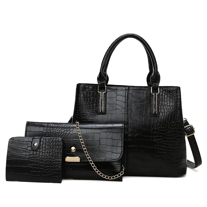 

2021 Fashion Trending Designer Ladies Tassel Hand Bags 3pcs PU Leather Purse and Handbag Set For Women, Purple,black,brown,grey