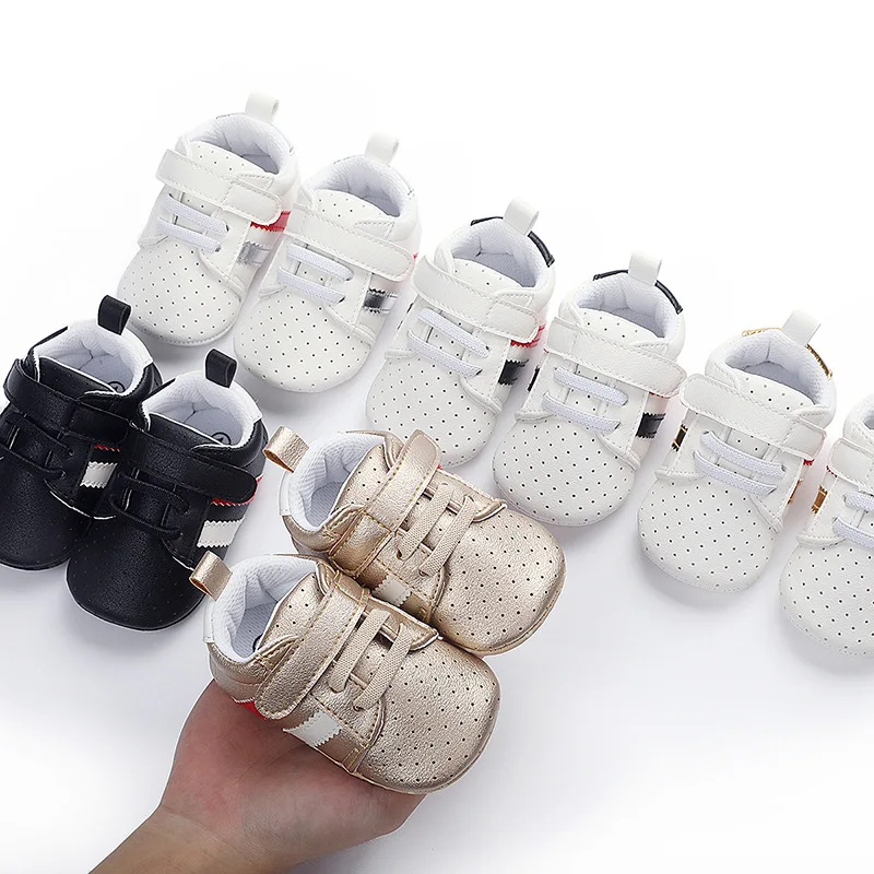 

2020 New Baby Pu Leather Shoes Sports Sneakers Newborn Baby Boys Girls First Walkers Shoes Infant Toddler Soft Anti-slip Shoes B, As photo