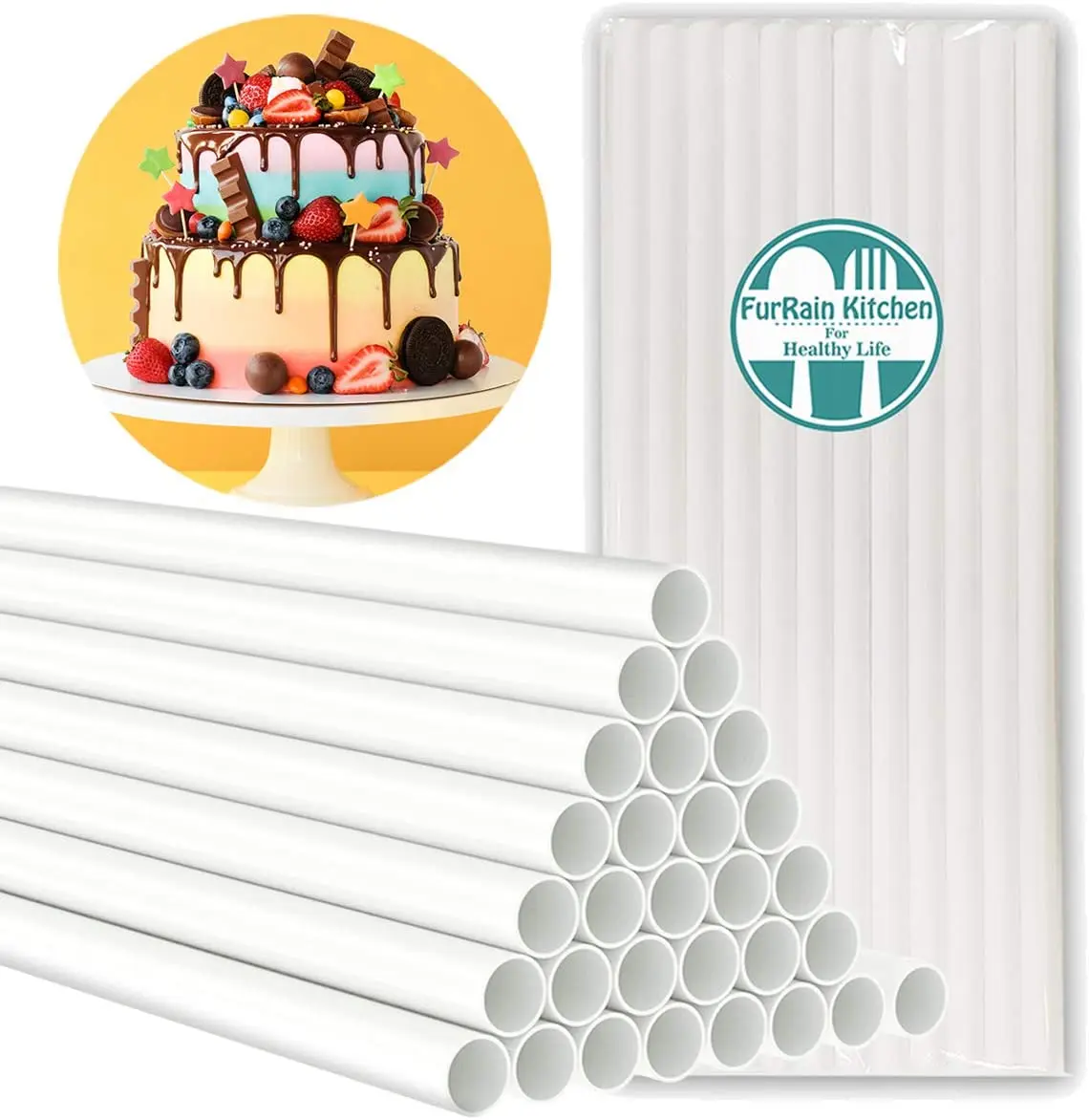 

Plastic Cake Dowel Rod Diameter Support Rods for Stacking Tiered Cake Sticks Cake Tool