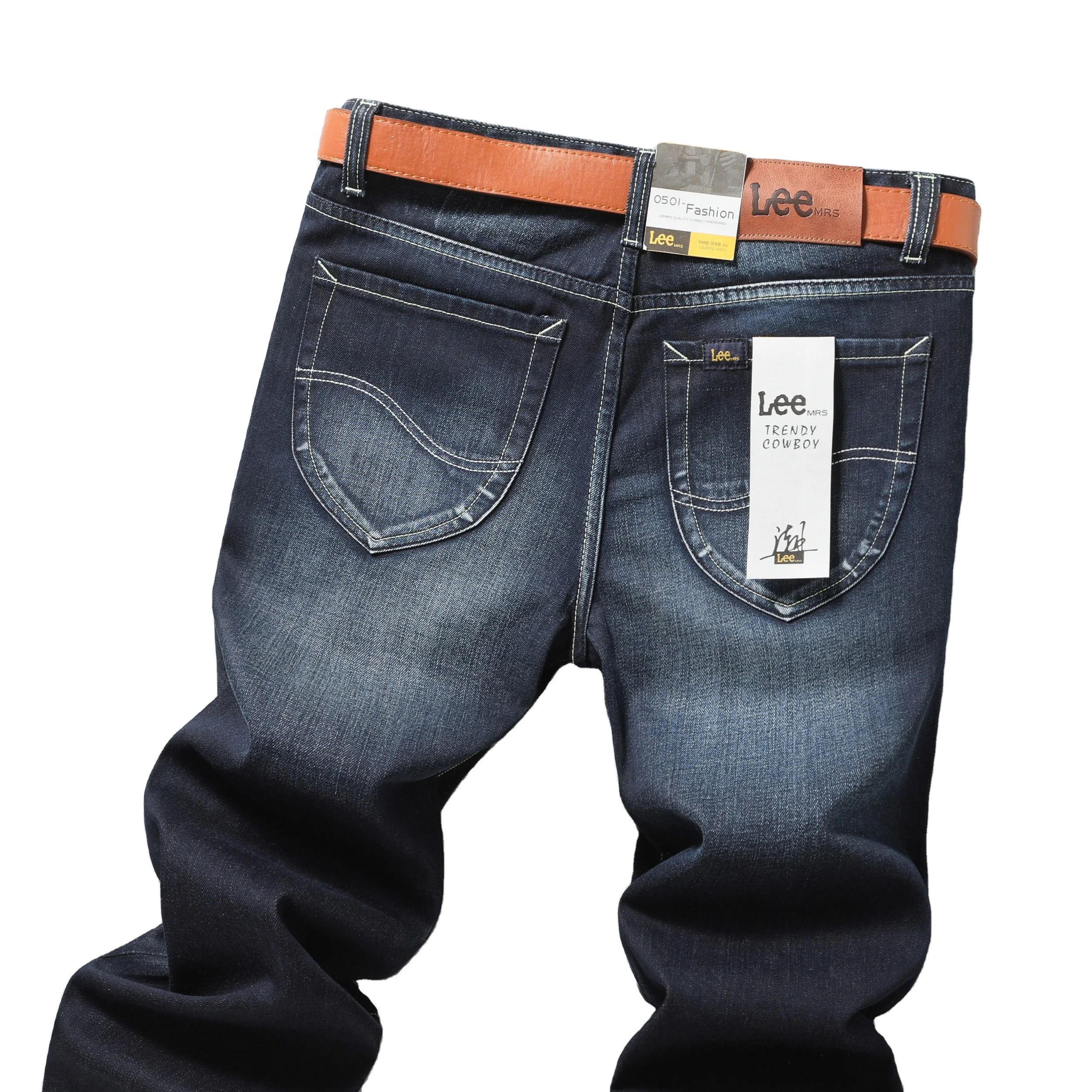 

Loose Korean stretch men business casual straight leg pants jeans for men