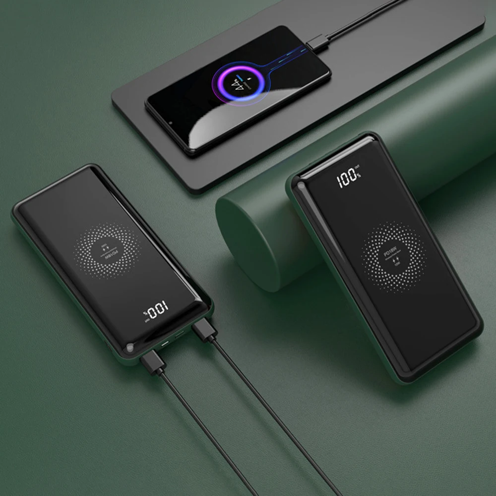 

Free Shipping 1 Simple OK Portable 10000mAh Power Bank PD 18W and 15W Wirelesss Charger Powerbanks Custom Accept