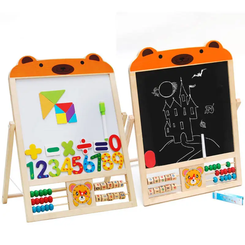 Children Wooden Blackboard Magnetic Drawing Art Tangram Beads Math Board Montessori Educational Creative Learning Toys for Kids