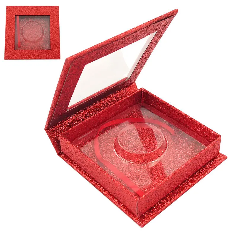 

magnetic private label red glitter square wholesale eyelash packaging box