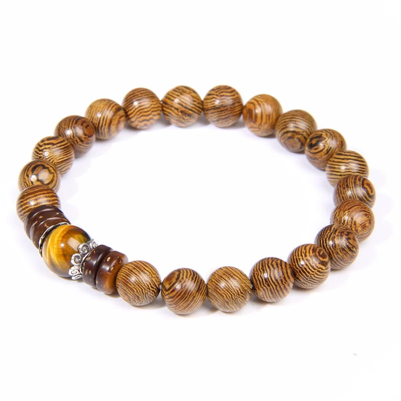 

Wholesale Simple Fashion Bracelet Jewelry Handmade 8MM Wooden Stone Beads Bracelet for Women Men