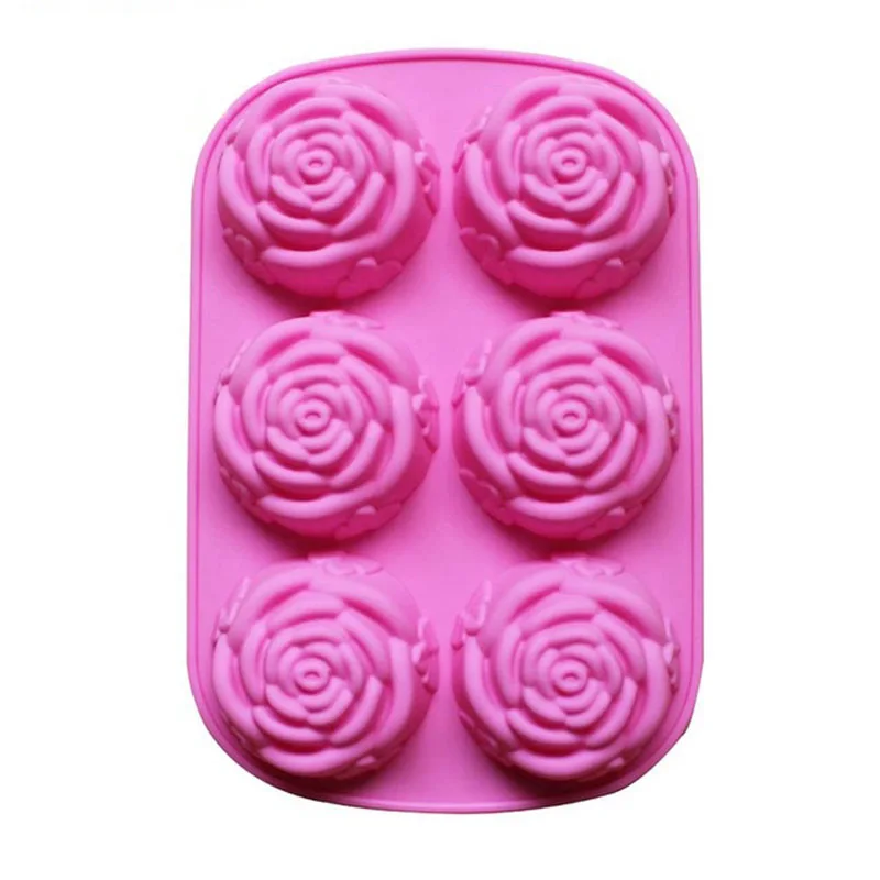 

Six Cavity Rose Pattern Hand Made Silicone Cake Mold Fondant Mold