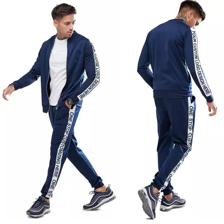 
Custom Latest Design Mens Slim Gym Training Plain Fitted Tracksuit 