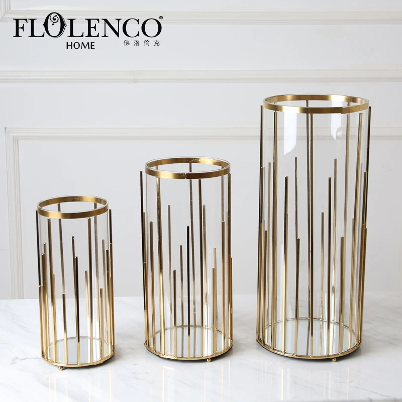 

Wedding Round Gold Metal Stand Metal Frame Tall Flower Vase for Hotel Decor