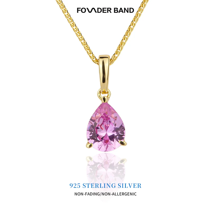 

Founder Band Non-Fading&Hypoallergenic 925 Silver Pear Cut Necklace Gemstone Pendants For Necklace