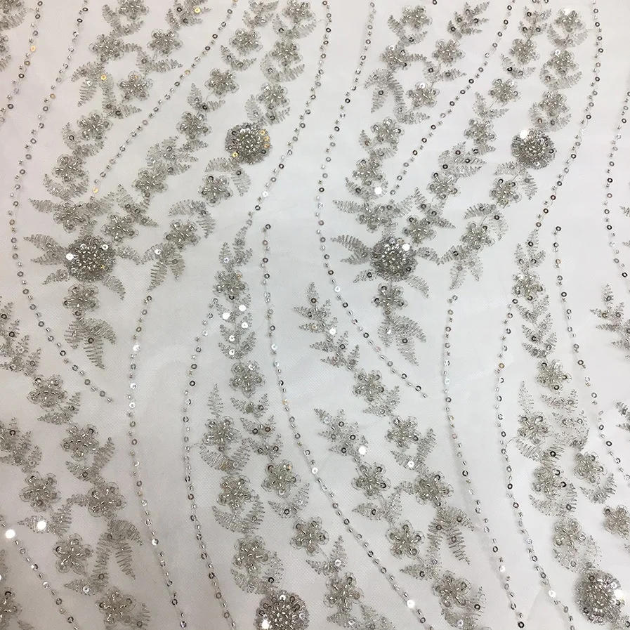 

Wholesale hand beaded 3d fabric embroidered lace tulle sequined, As pictured