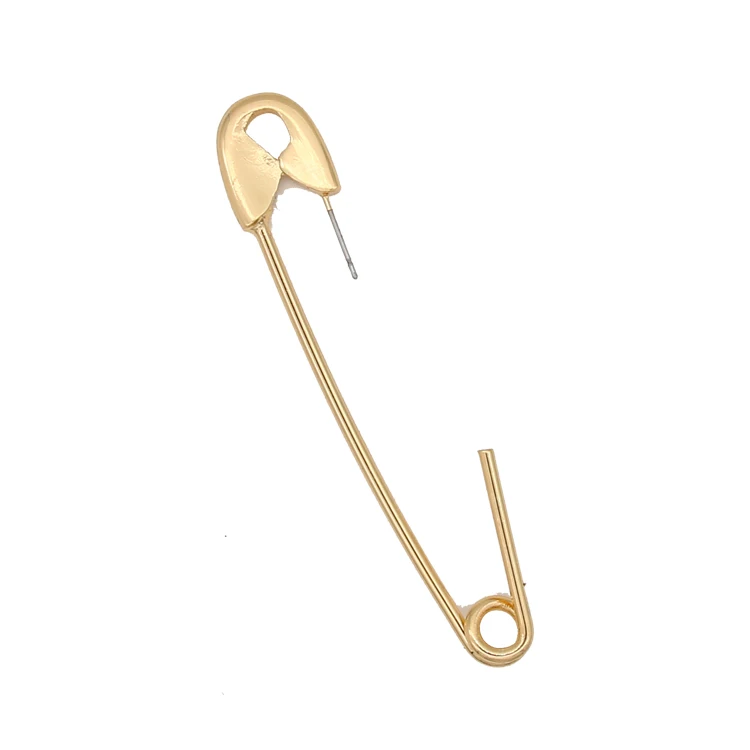 

Dainty Yellow Gold Tiny Paper Clip Shape Alloy+Copper Hoop Earrings For Sale