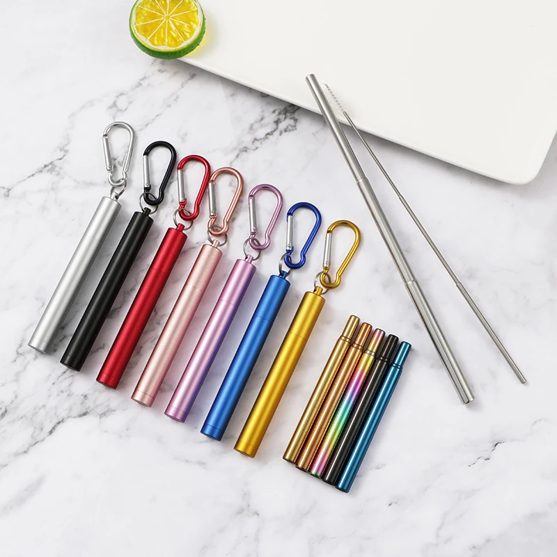 

Portable High-End 304 Foldable Reusable Custom Telescopic Stainless Steel Retractable Metal Collapsible Drinking Straw