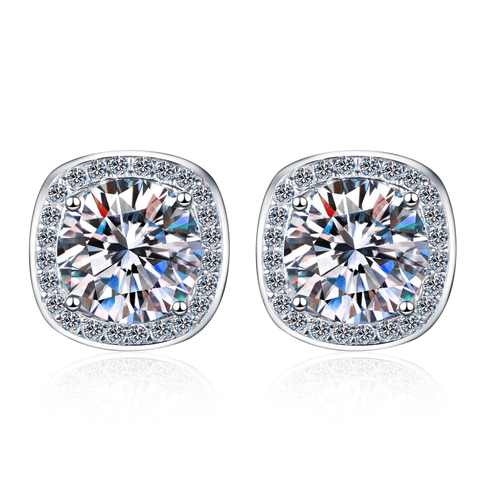 

HY266-E S925 sterling silver earrings women full diamond moissanite earrings pt950 gold plated