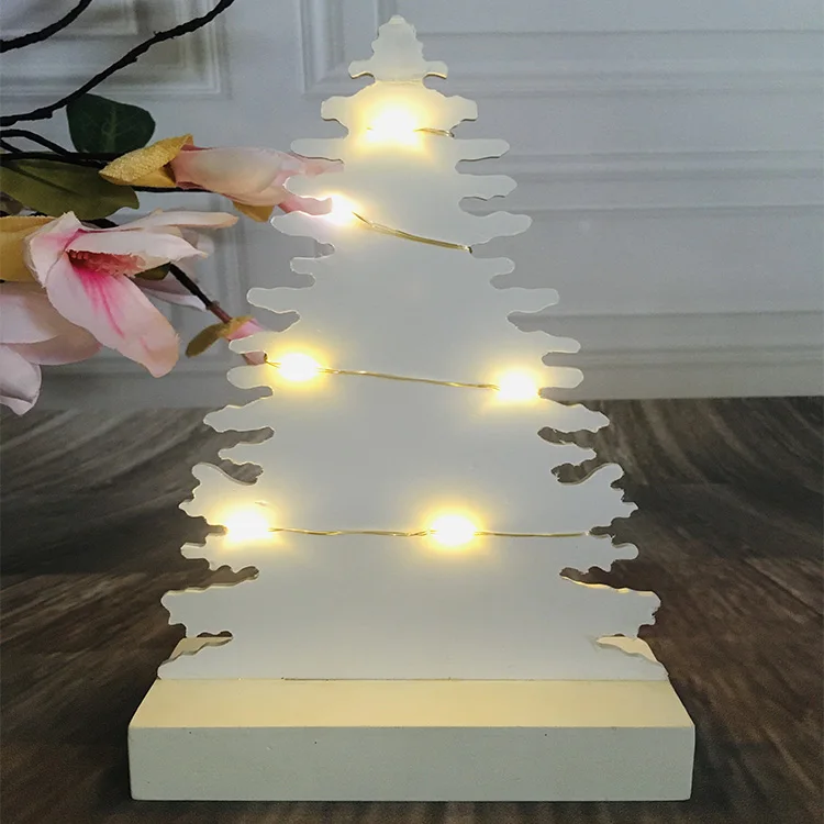 Christmas Decoration Light Item 10L Wooden White Tree Decoration Lighting Stand