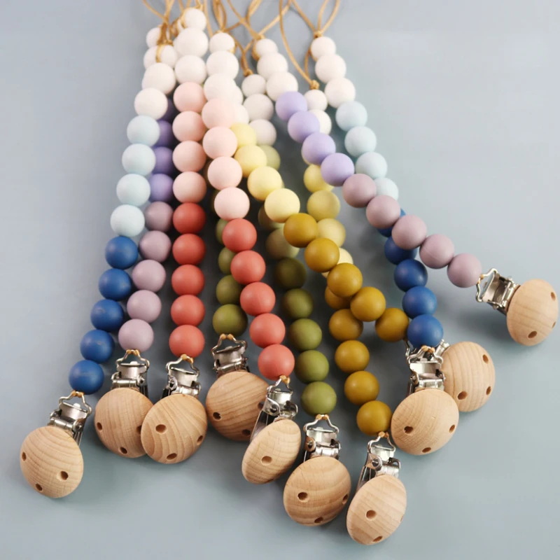 

Infant Nursing Silicone Beads Teether Pacifier Chain Silicone Baby Teething Nipple Chain Holder