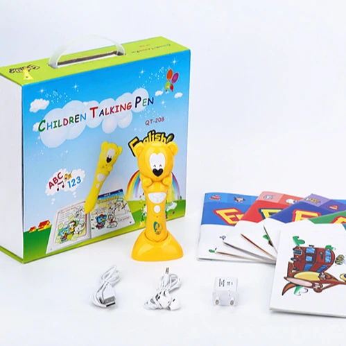 Brinquedo educacional dos desenhos animados, ler caneta, aprendendo o idioma Inglês crianças inteligentes falando canetas com músicas em áudio