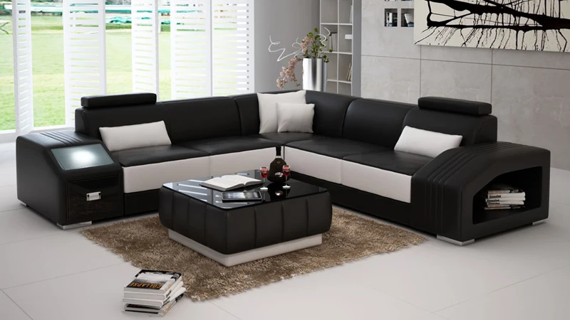 30% off Modern high quality corner-shaped genuine leather sofa furniture