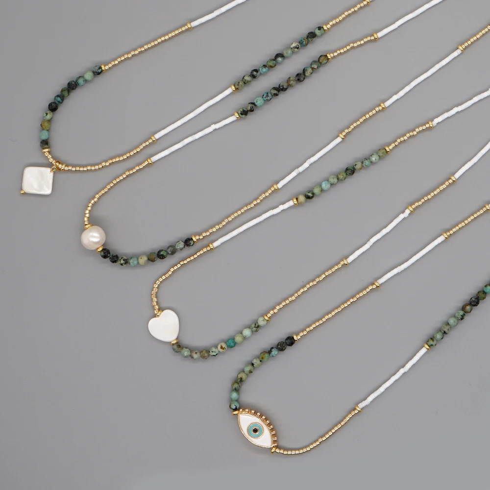 

Go2boho Gold Chain Natrual Stone Necklace Women Charm Shell Bohemian Beach Accessories Fashion Jewelry Miyuki Seed Bead Necklace