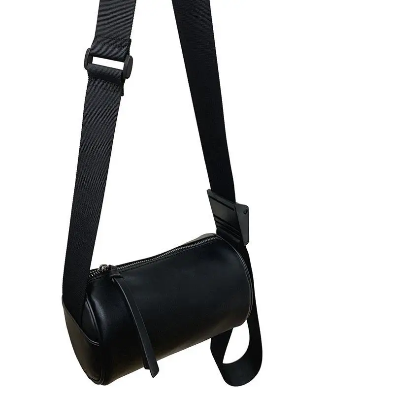 

Simple Pillow Bag One-shoulder Diagonal Handbag Fashion Small Cylinder Bag Trend Solid Color Bucket Bag, Black