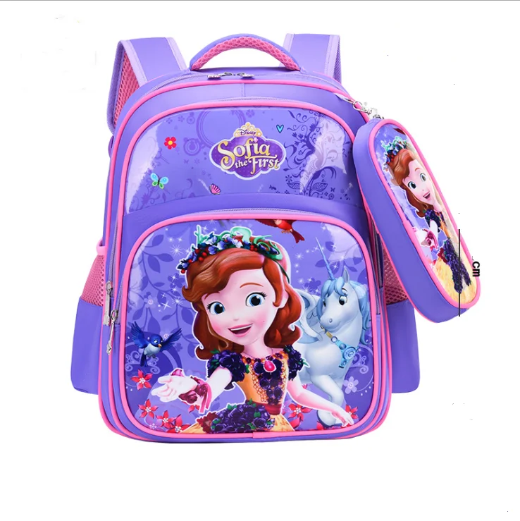 

Hot Selling smiggle kids Cartoon bookbag with pencil case sofia princess bag/New Mochila Children Schoolbag backpack, Rose red, deep blue, blue, sky blue, yellow etc.