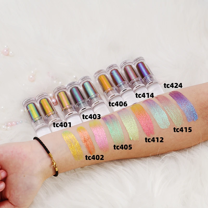 

DC005 Duochrome 9 Color Crystal Pigment Eyeshadow Shiny Multichrome Chrome Chameleon Liquid Eyeshadow