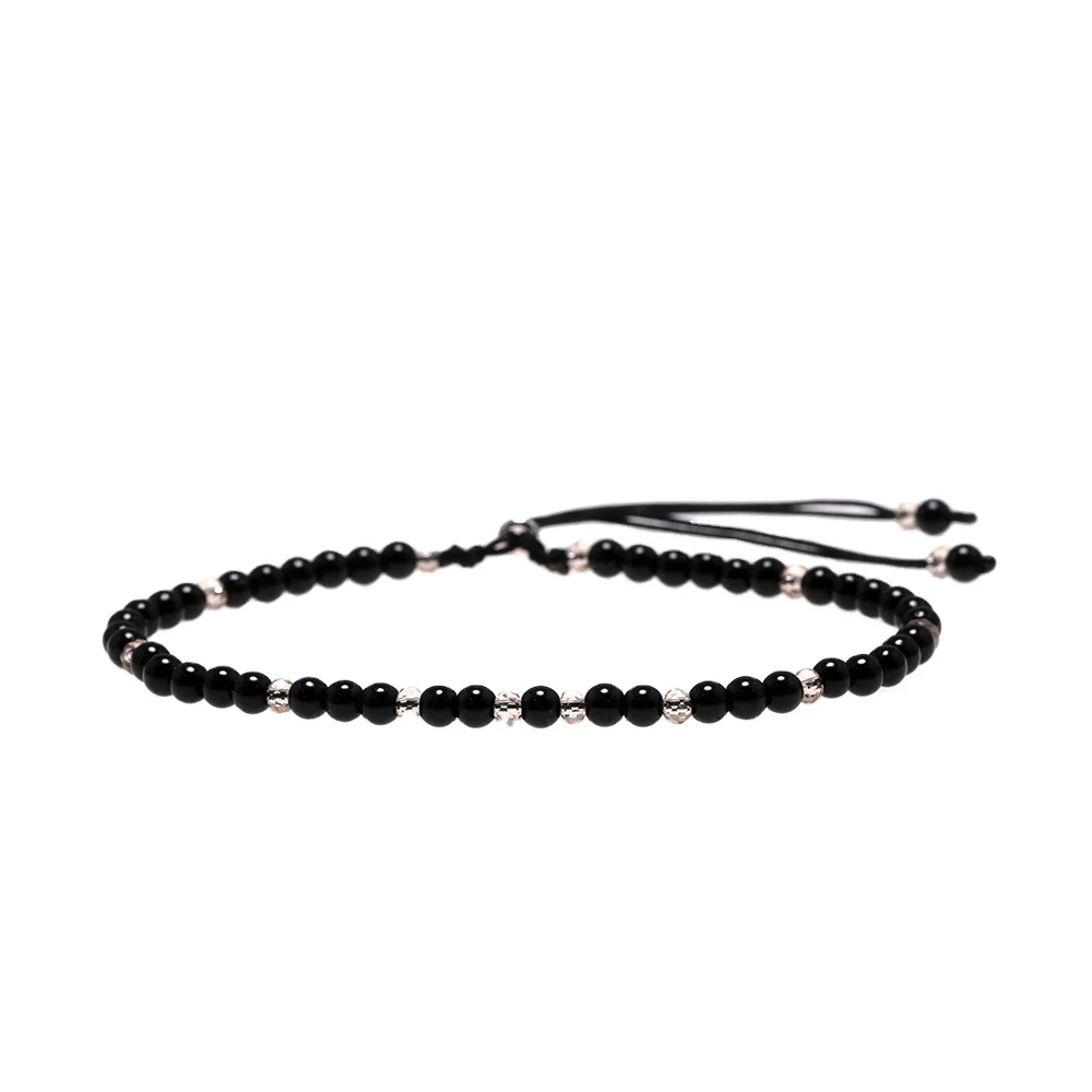 

Handmade Black Onyx Small Beads Jewelry Accessories Women Charm Silver 925 Bracelets