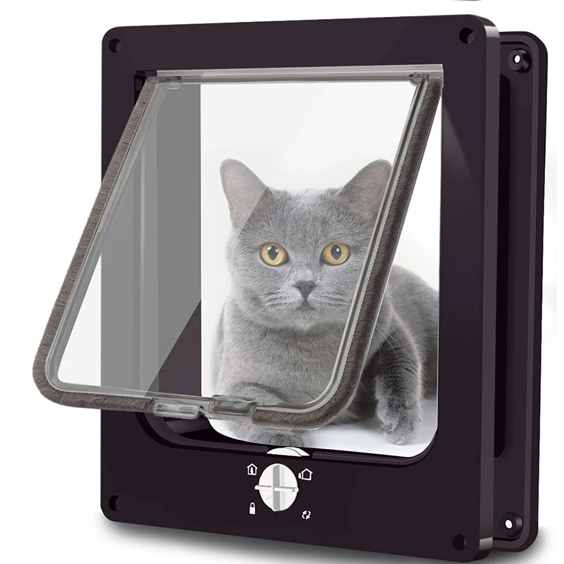 

ABS Pet Interior Cat Walk Door For Screen Curtain Round Large Dog Cat Microchip Flap Pet Door, Black/white/brown