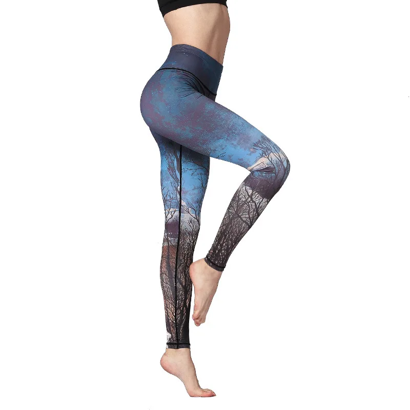 

New Design Yoga Leggings Pants Women's Trousers Printing Stitching Geometric Pattern High-Strength Elastic Tights