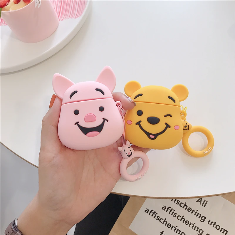 

For Airpods Case For Airpods 1 2 Gel Free Shipping Cartoon Bear Piglet Cute Smile Keychain, Colorful