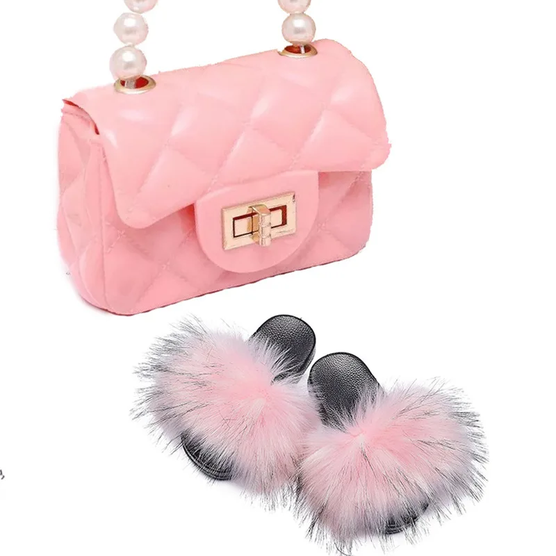 

Hot Sale Lady Flip Flops Children Fur Slippers With Big Discount, 39 colors