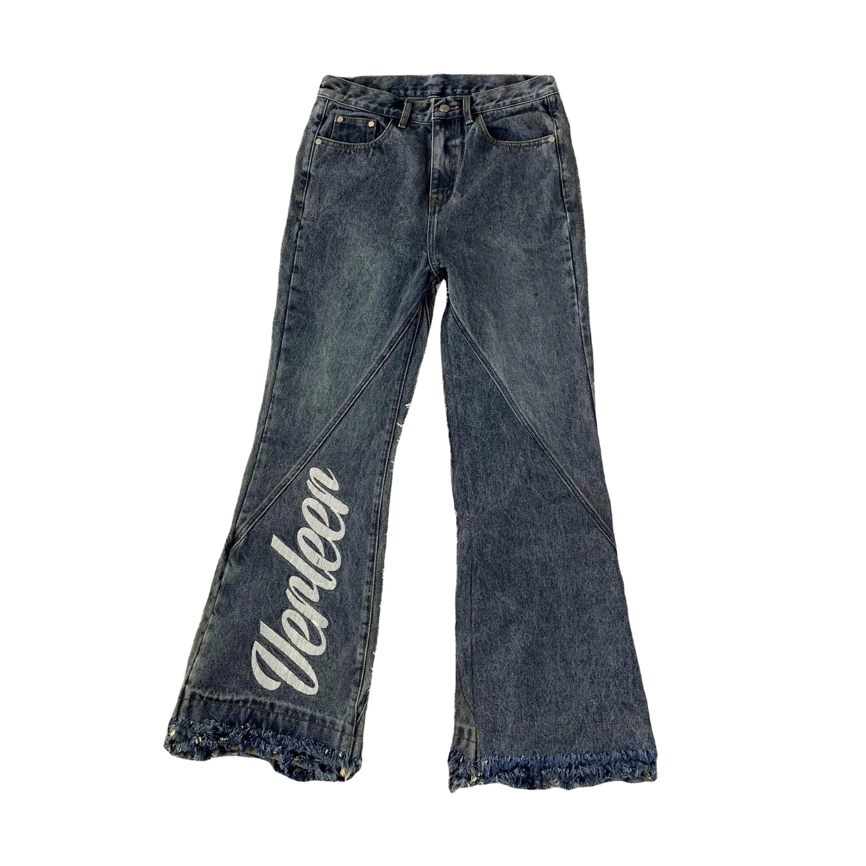DENIMGUYS Custom Flared Jeans Men America Street Style Y2k Vintage Washed Denim Bellbottom Pants
