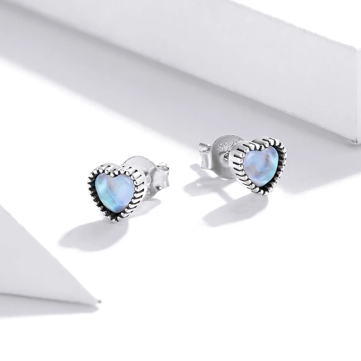 

Professional Manufacture Accessories Women Jewelry 925 Sterling Silver Heart Of Glass Stud Unique Earrings Women