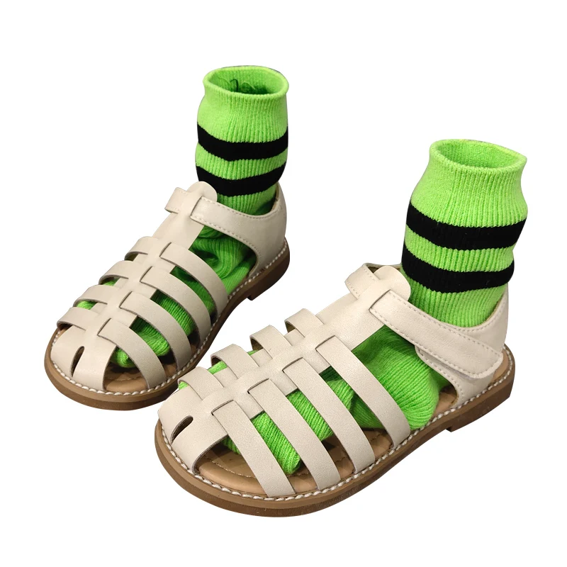 

Summer fashion children's shoes baby girl soft sole retro hollow toe cap sandals