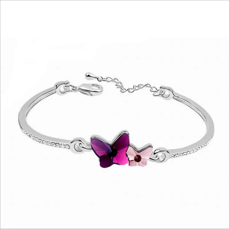 

Amazon hot sale nice price sterling silver simple beautiful butterfly crystal bracelet