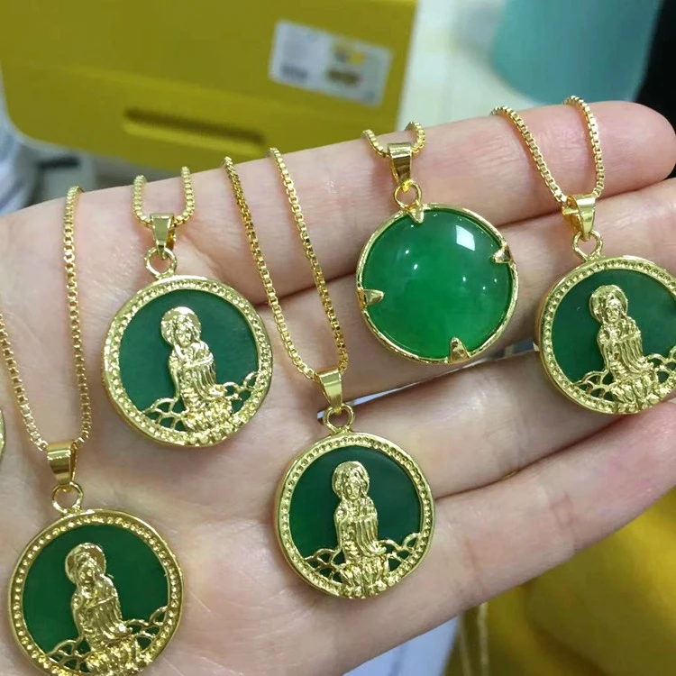 

Jialin jewelry ins jade necklace buddha pendant natural Jade Pendant Necklace cross for women