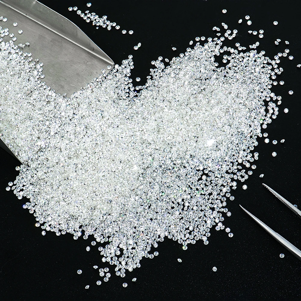 Wholesale Gem Small 0.7-3 1mm 2mm Synthetic Round Super White Flawless GRA VVS VVS1 D Color Stone Diamond Loose Melee Moissanite