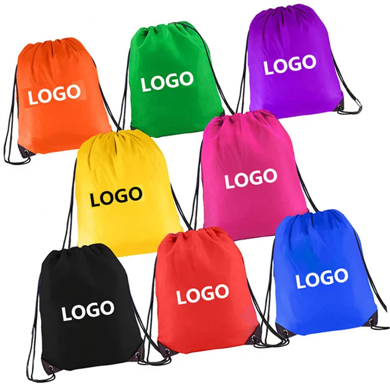 

High Quality Cheap Custom Waterproof Pull Bags 210d Polyester Drawing String Bag Polyester Drawstring Backpack, Full color