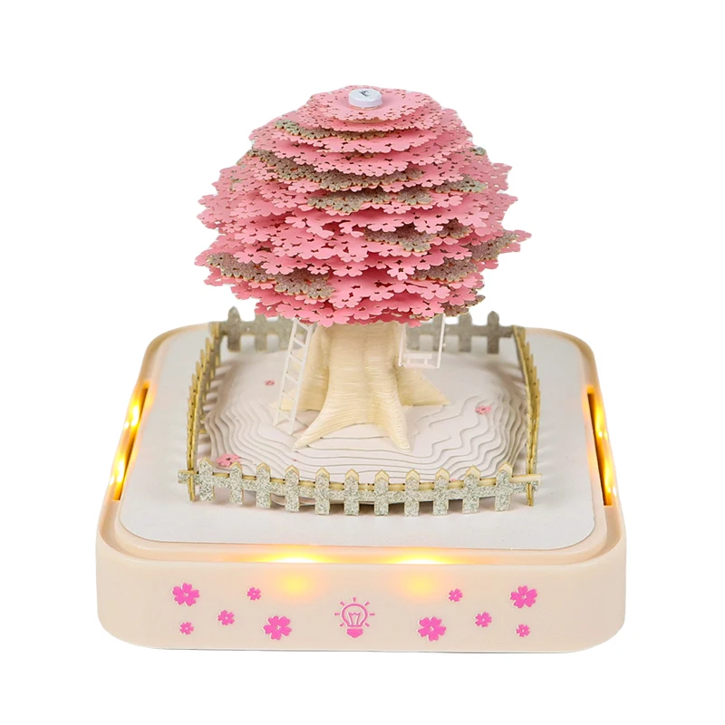 Sticky Note Memo Pad Creative Christmas Gift Weekly Calendar Paper Block Treehouse 3D Memo Pad Note Cube With Retail Gift Box