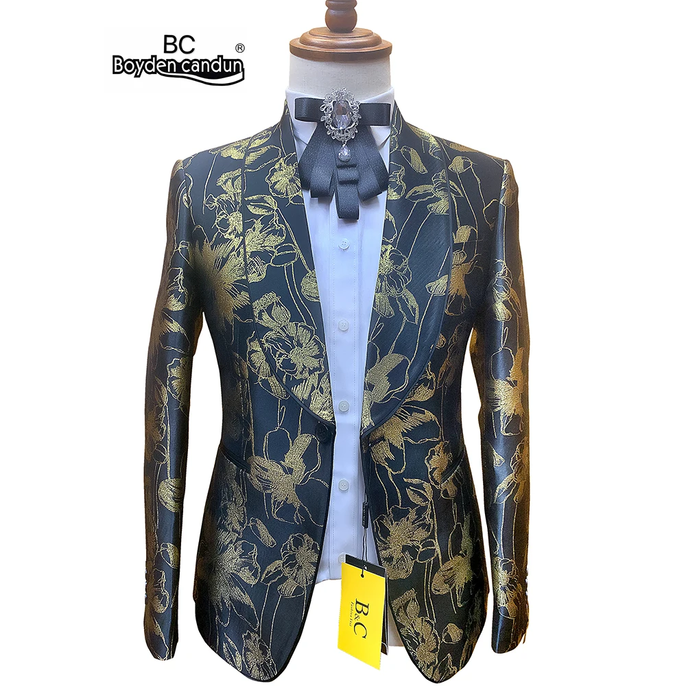 

2020 Hot Fashion Youth Jacket Wedding Party Men's Patterned Tuxedo Suit